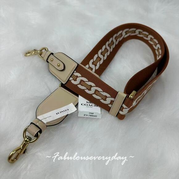 Coach Strap With Chain Stripe In Nylon/Brass/Ivory C3619 NWT - Picture 2 of 7